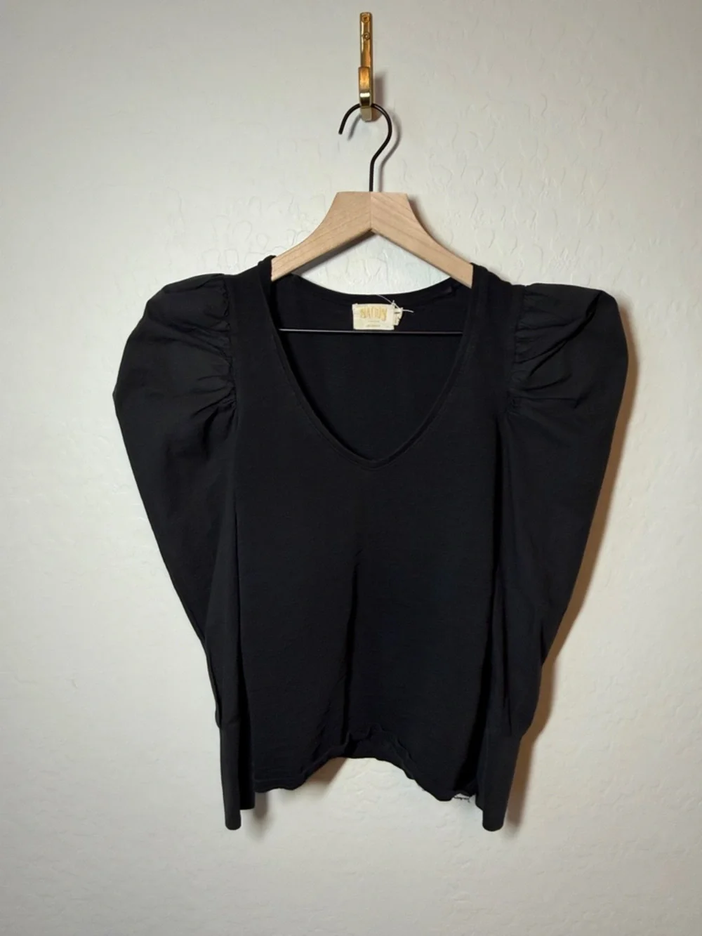 Nation LTD V Neck Jenna Puff Sleeve Cotton Blouse Size M - Picture 2 of 5